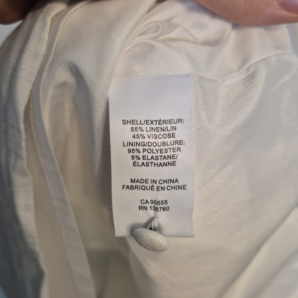 RW&CO Women's White Preppy Linen Blend Shift Mini Dress Size Medium - Picture 7 of 7